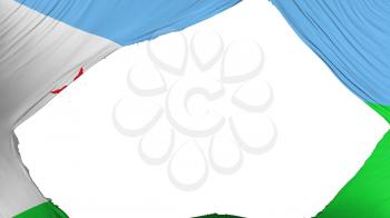 Divided Djibouti flag, white background, 3d rendering