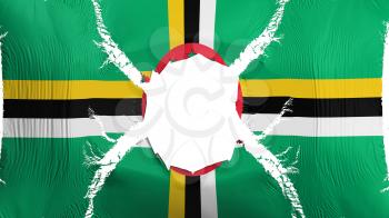 Dominica flag with a hole, white background, 3d rendering