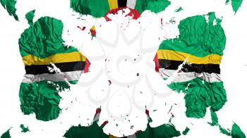 Scattered Dominica flag, white background, 3d rendering