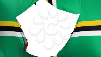 Cracked Dominica flag, white background, 3d rendering