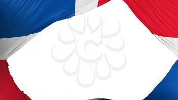 Divided Dominican Republic flag, white background, 3d rendering