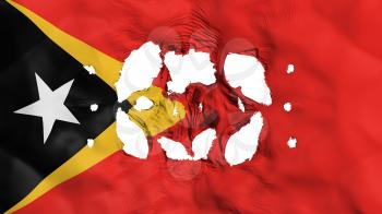 Holes in East Timor flag, white background, 3d rendering