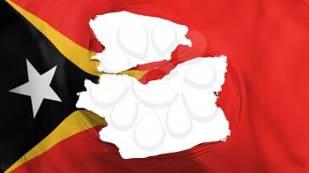 Tattered East Timor flag, white background, 3d rendering