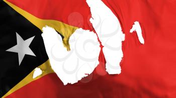 Ragged East Timor flag, white background, 3d rendering