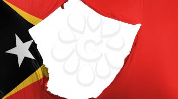 Cracked East Timor flag, white background, 3d rendering