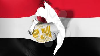 Damaged Egypt flag, white background, 3d rendering