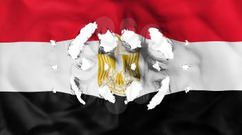Egypt flag with a small holes, white background, 3d rendering