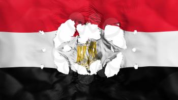 Holes in Egypt flag, white background, 3d rendering