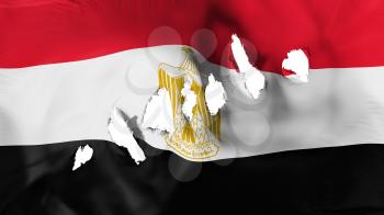 Egypt flag perforated, bullet holes, white background, 3d rendering