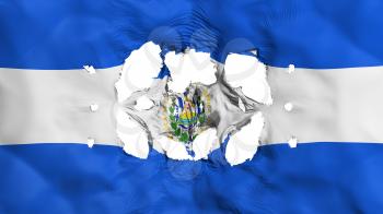 Holes in El Salvador flag, white background, 3d rendering
