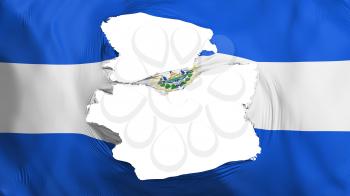 Tattered El Salvador flag, white background, 3d rendering