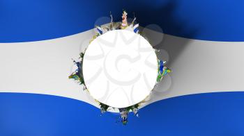 Hole cut in the flag of El Salvador, white background, 3d rendering