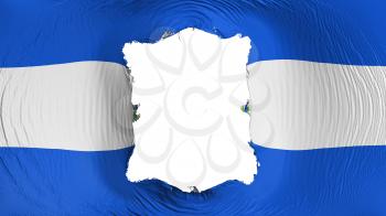 Square hole in the El Salvador flag, white background, 3d rendering