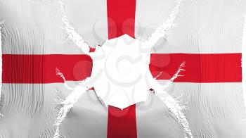 England flag with a hole, white background, 3d rendering