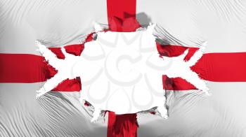 England flag with a big hole, white background, 3d rendering