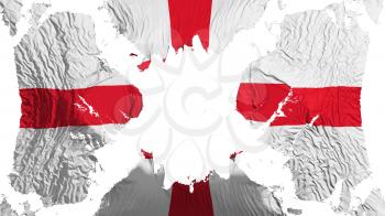 England torn flag fluttering in the wind, over white background, 3d rendering
