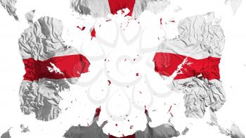 Scattered England flag, white background, 3d rendering