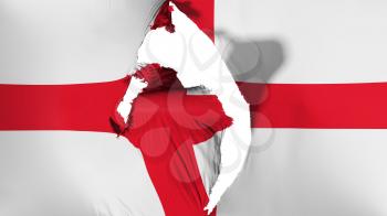 Damaged England flag, white background, 3d rendering