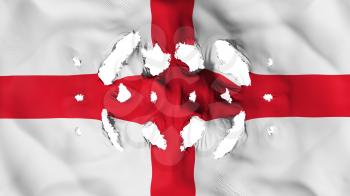 England flag with a small holes, white background, 3d rendering