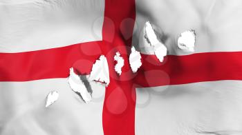 England flag perforated, bullet holes, white background, 3d rendering