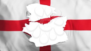Tattered England flag, white background, 3d rendering
