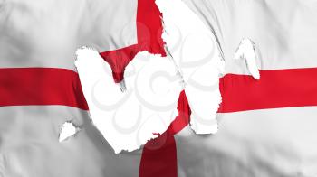 Ragged England flag, white background, 3d rendering