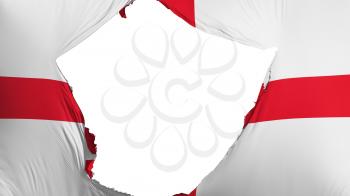 Cracked England flag, white background, 3d rendering