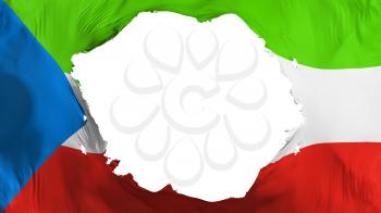Broken Equatorial Guinea flag, white background, 3d rendering
