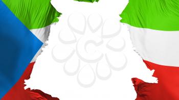Equatorial Guinea flag ripped apart, white background, 3d rendering