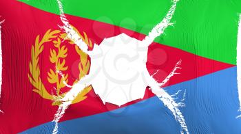Eritrea flag with a hole, white background, 3d rendering