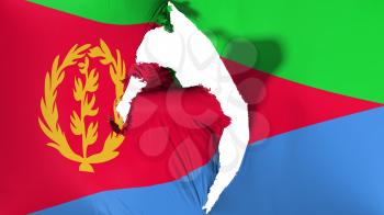 Damaged Eritrea flag, white background, 3d rendering