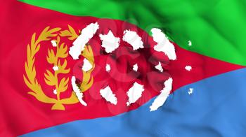 Eritrea flag with a small holes, white background, 3d rendering