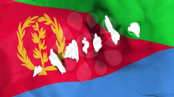 Eritrea flag perforated, bullet holes, white background, 3d rendering