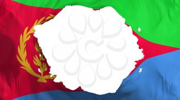 Broken Eritrea flag, white background, 3d rendering