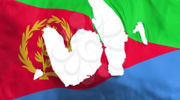 Ragged Eritrea flag, white background, 3d rendering