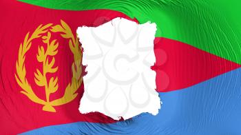 Square hole in the Eritrea flag, white background, 3d rendering