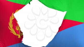 Cracked Eritrea flag, white background, 3d rendering