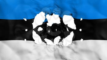 Holes in Estonia flag, white background, 3d rendering