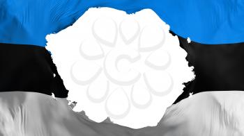 Broken Estonia flag, white background, 3d rendering