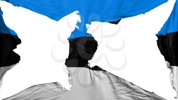 Destroyed Estonia flag, white background, 3d rendering
