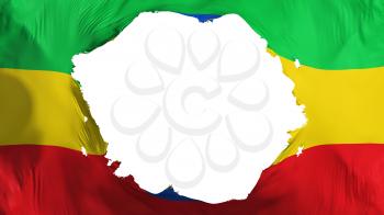 Broken Ethiopia flag, white background, 3d rendering