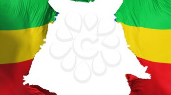 Ethiopia flag ripped apart, white background, 3d rendering