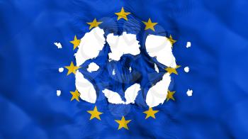 Holes in Europe flag, white background, 3d rendering