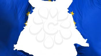 Europe flag ripped apart, white background, 3d rendering