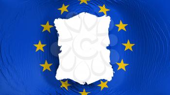 Square hole in the Europe flag, white background, 3d rendering