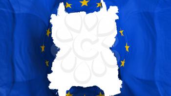 Ripped Europe flying flag, over white background, 3d rendering