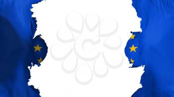 Blasted Europe flag, against white background, 3d rendering