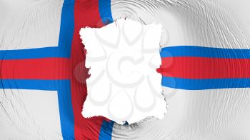 Square hole in the Faroe Islands flag, white background, 3d rendering