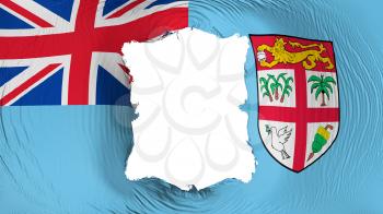 Square hole in the Fiji flag, white background, 3d rendering