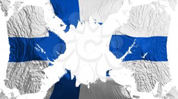 Finland torn flag fluttering in the wind, over white background, 3d rendering